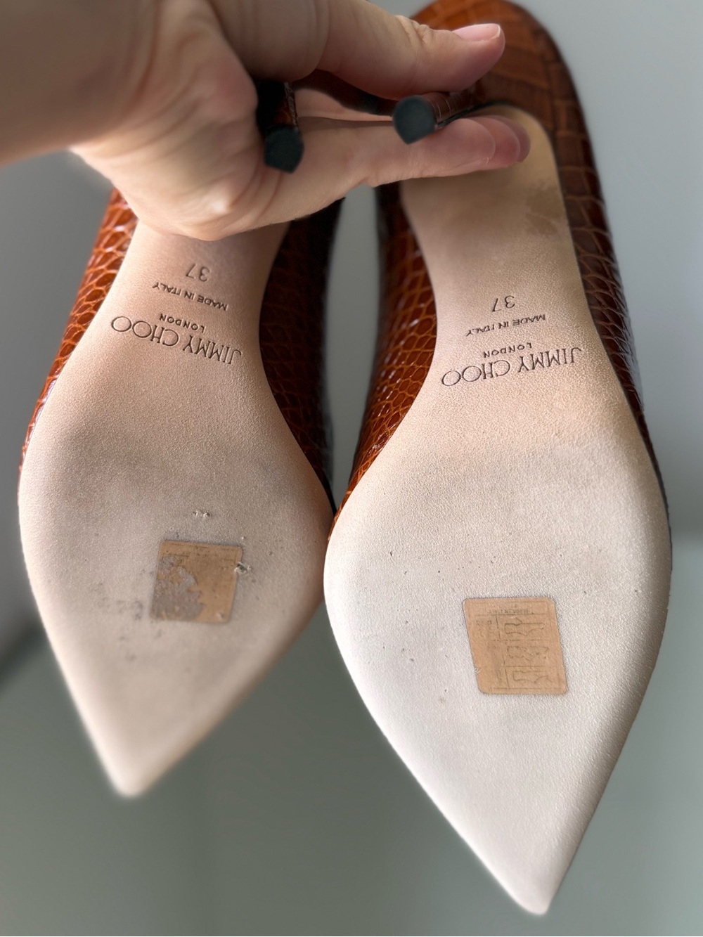 Like new Jimmy Choo Brown Love Crocodile Embossed Heeled Pumps $895 37 - Picture 12 of 13